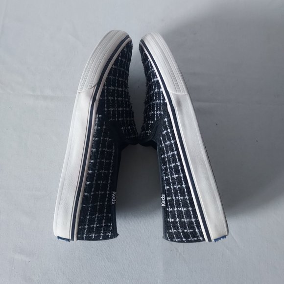 Keds Double Decker Tweed Slip-On Fashion Sneaker Metallic Black Women US8.5 - Picture 7 of 13